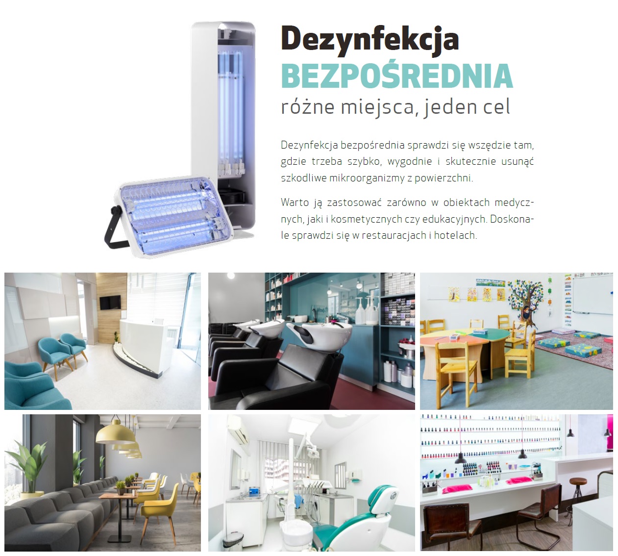 Dezynfekcja lampami UV C bezpośrednia