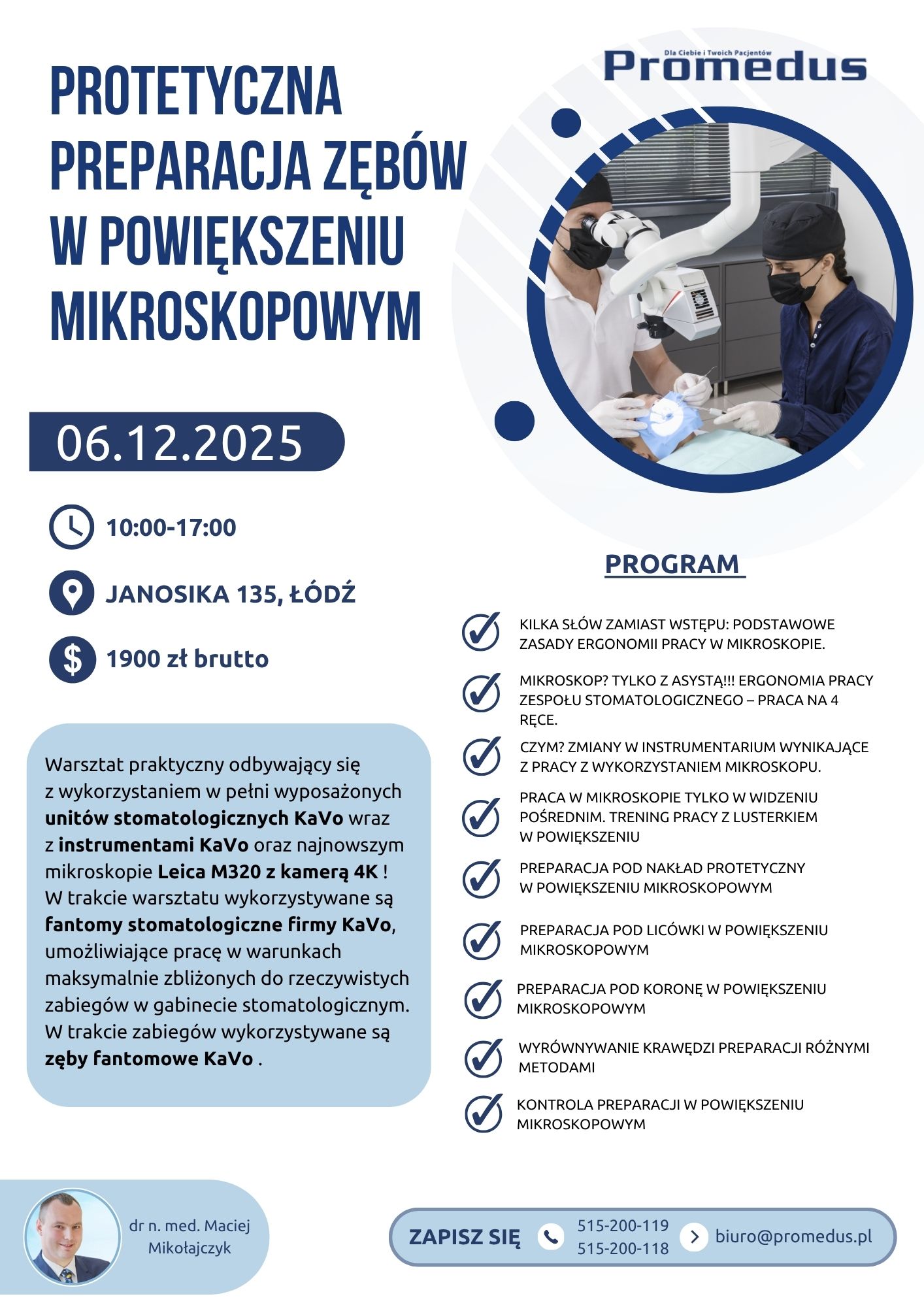 Protetyczna preparacja zębów w powiększeniu mikroskopowym program